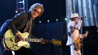 Inductees Tom Petersson and Robin Zander of Cheap Trick perform onstage at the 31st Annual Rock And Roll Hall Of Fame Induction Ceremony at Barclays Center of Brooklyn on April 8, 2016 in New York City.