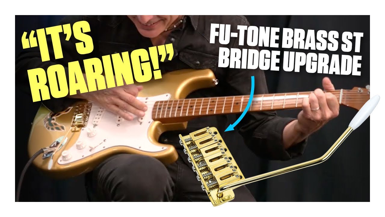 Brass Strat bridge upgrade from FU-Tone &mdash; demo by Paul Riario at GW HQ - YouTube