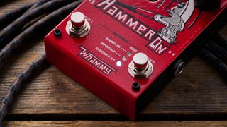 Close up of the footswitches on a Digitech HammerOn pitch shifter pedal