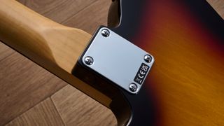 The neck plate of the Fender Standard Telecaster