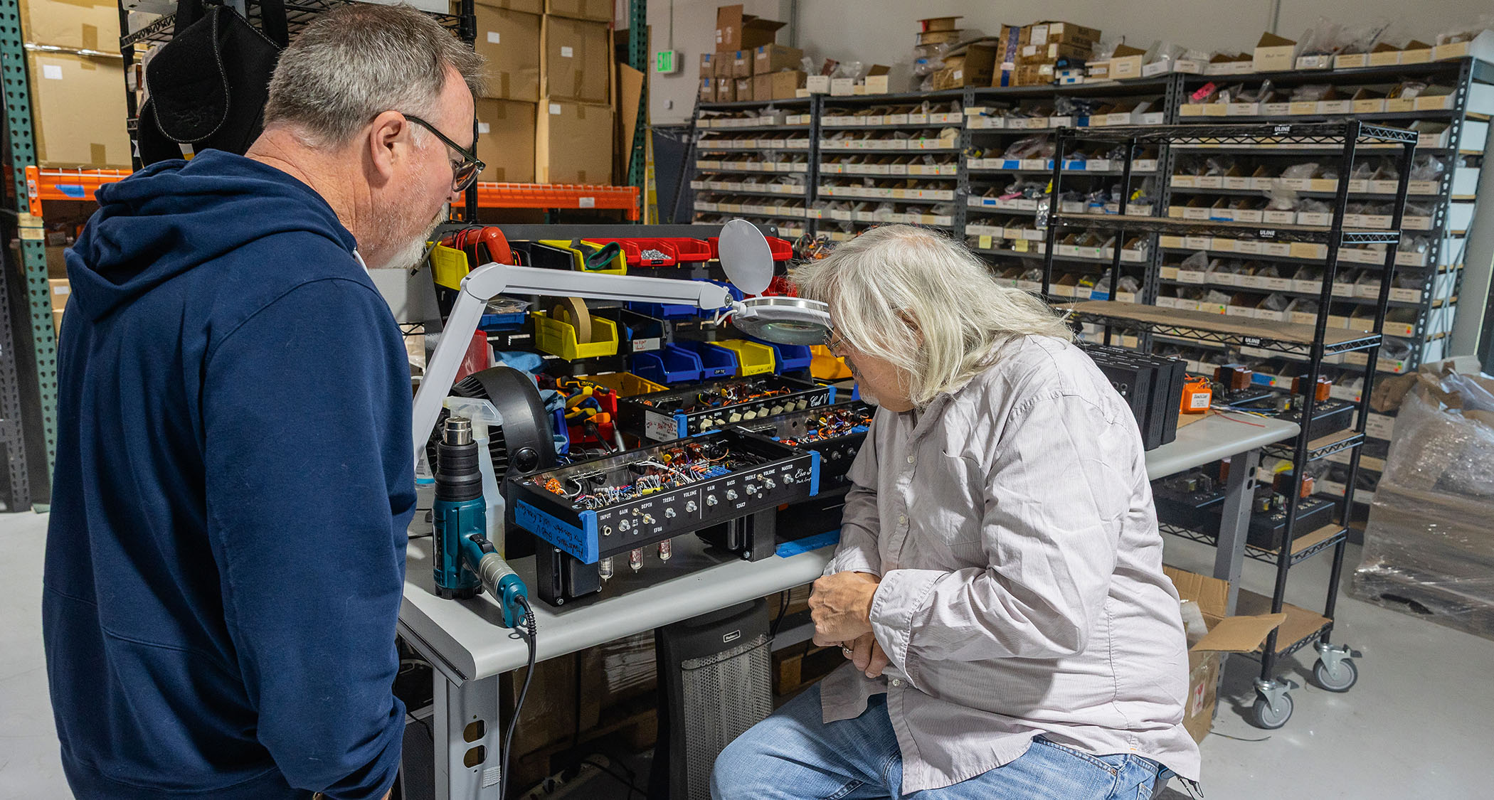 Bad Cat's late amp designer Mark Sampson on the shop floor: Sampson is widely credited as being one of the godfather's of the boutique amp movement.