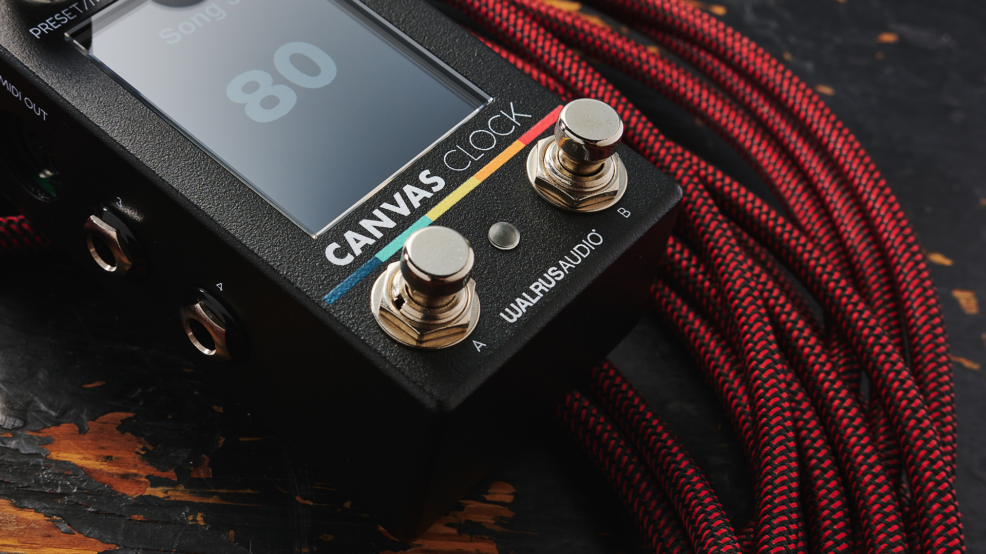 Walrus Audio Canvas Clock - MIDI management controller pedal with large screen, two control knobs and two footswitches