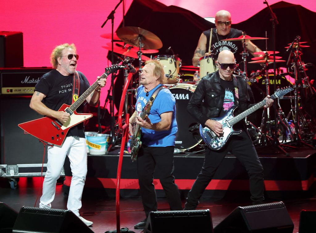(L-R) Sammy Hagar, Michael Anthony, Joe Satriani and Kenny Aronoff perform onstage during Metallica's All Within My Hands Foundation Presented by the Helping Hands Concert And Auction 2024 at YouTube Theater on December 13, 2024 in Inglewood, California
