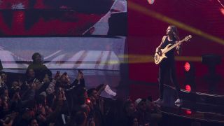Nicole Row, bassist of American band Incubus, performs as part of the 2025 Viña Del Mar Festival at Quinta Vergara on February 27, 2025 in Viña del Mar, Chile.