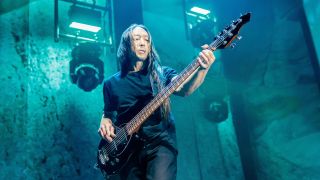 John Myung of Dream Theater performs at Mediolanum Forum of Assago on May 07, 2022 in Milan, Italy.