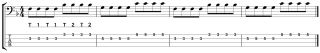 8th note slap bass groove