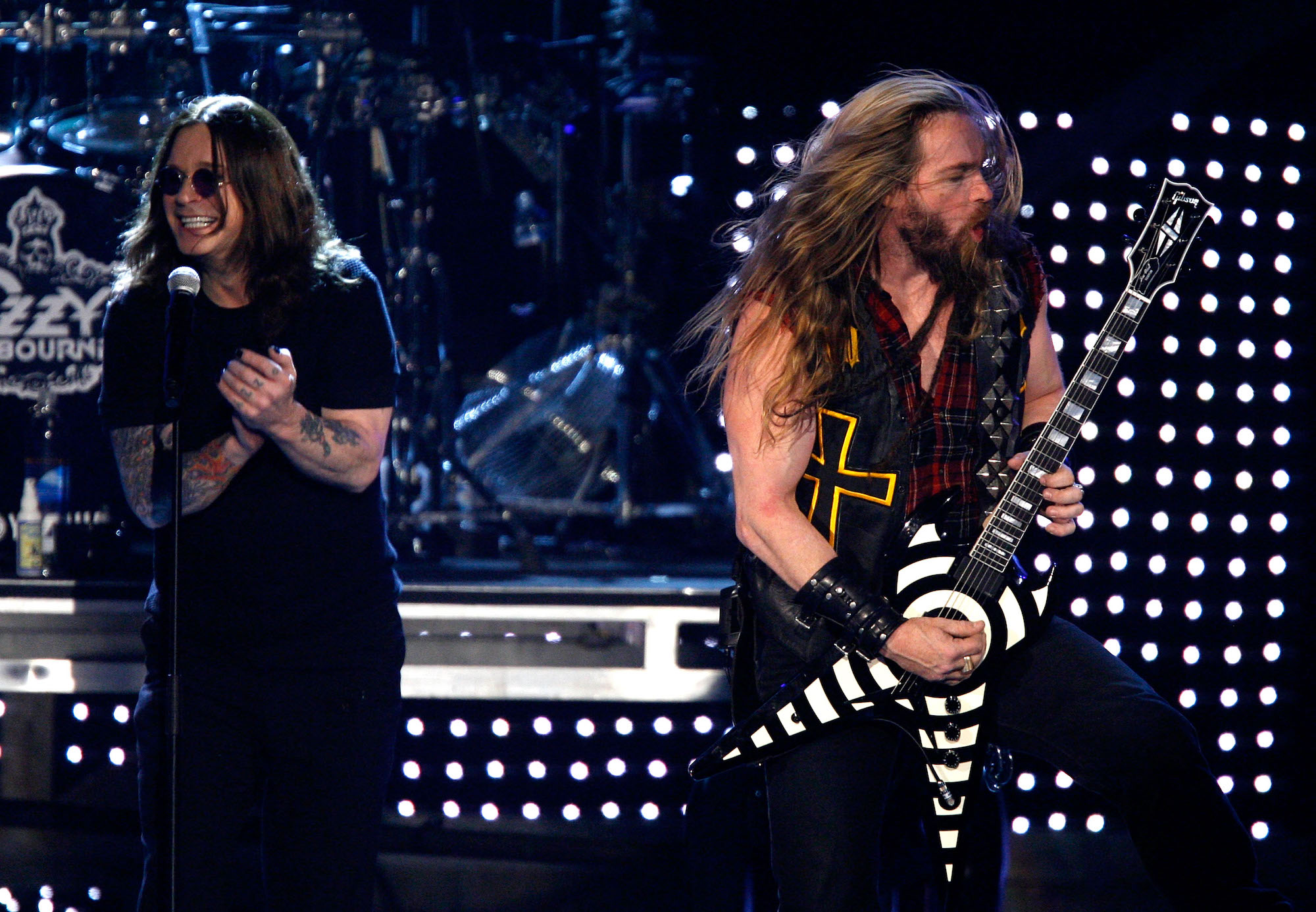 Ozzy Osbourne (left) and Zakk Wylde perform at the Mandalay Bay Events Center in Las Vegas, Nevada on May 12, 2007