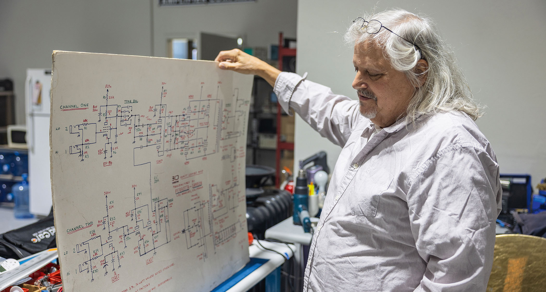 Bad Cat's late amp designer Mark Sampson on the shop floor: Sampson is widely credited as being one of the godfather's of the boutique amp movement.