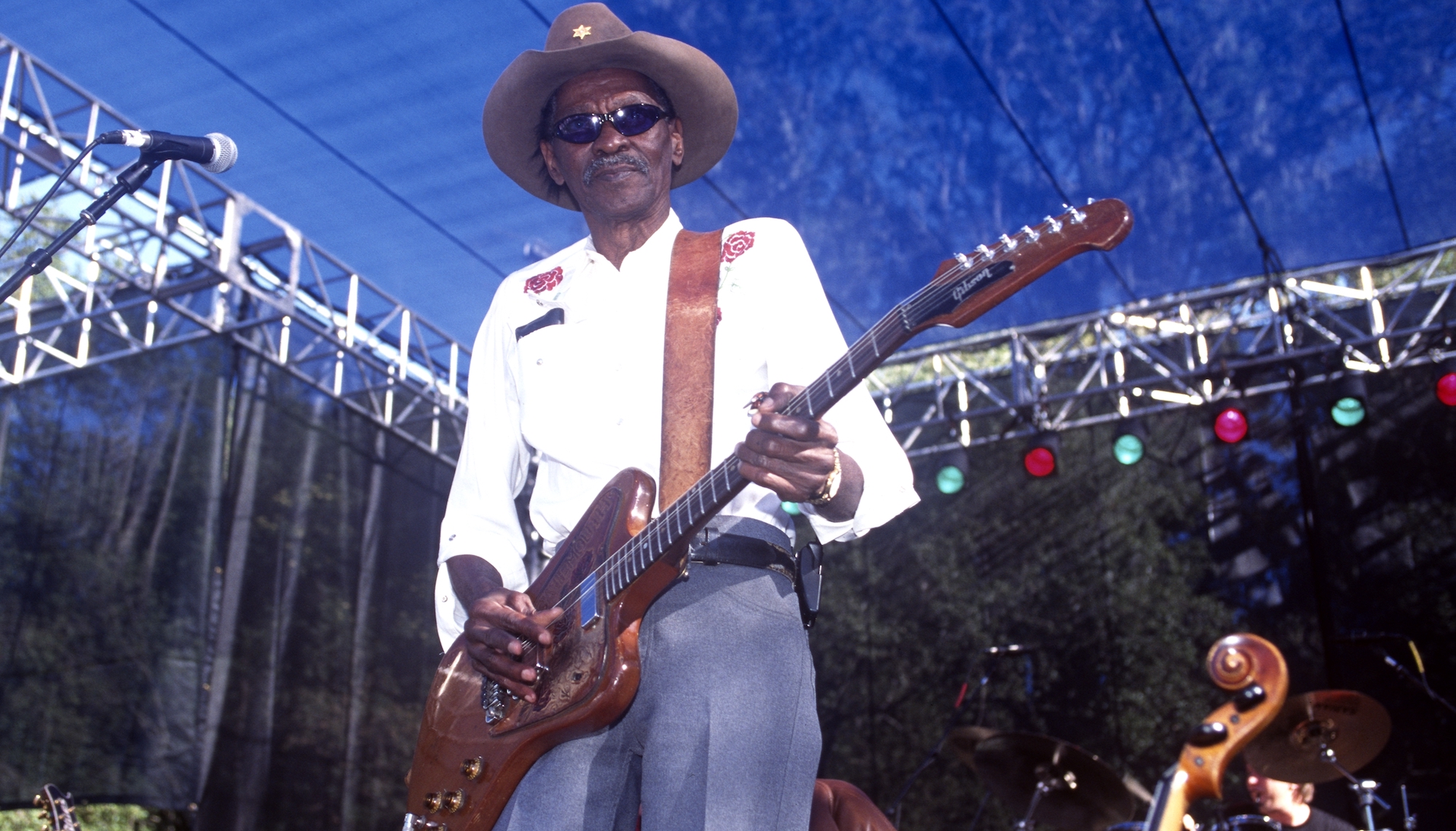 Clarence Gatemouth Brown performs at the Santa Cruz Blues Festival at Aptos Village Park in Aptos, California on May 27, 2000 